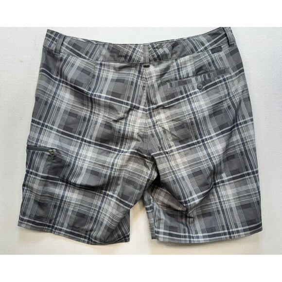 The North Face Mens Plaid Casual Shorts Size 38 Gray/Black Pockets Drawstring - Picture 9 of 12